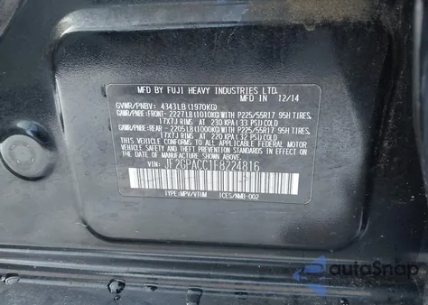 2015 Subaru Xv Crosstrek 2.0I Premium из США, поврежденный, VIN JF2GPACC1F8224816